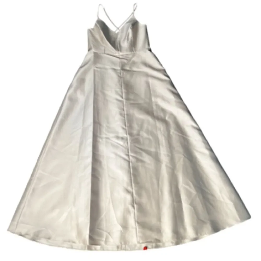 Alfred Sung V-Neck Full Skirt Satin Maxi Dress in Palomino. Size 16. NWT! - Picture 8 of 16